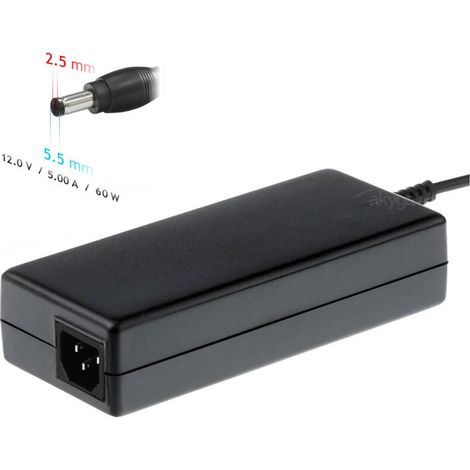 Fuente de alimentación para portátil Akyga AK-ND-30 12V 5.0A 60W 5.5 x 2.5 mm 1.2m LED de red (1/4)
