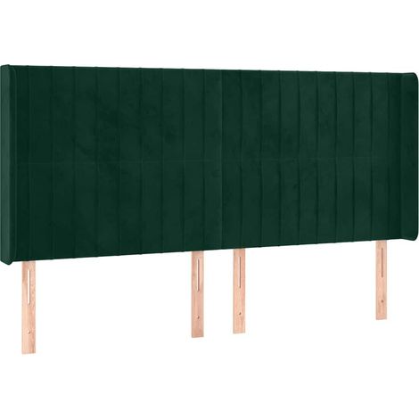 Testiera Testata del letto ad Orecchio Verde Scuro 163x16x118/128 cm in Velluto (1/5)