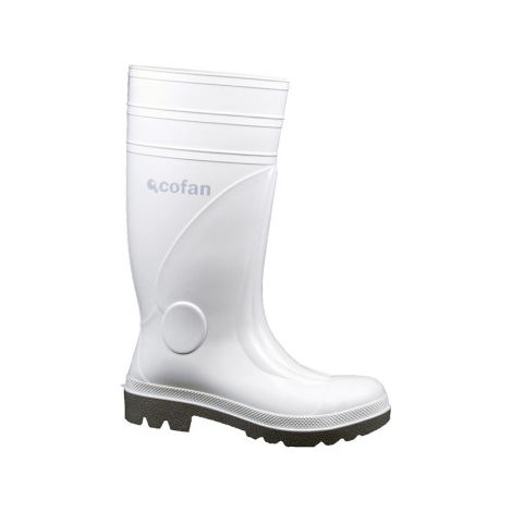Bota de Agua blanca Alta de Seguridad S-4, Puntera de Acero PVC-Nitrilo 41 Blanco