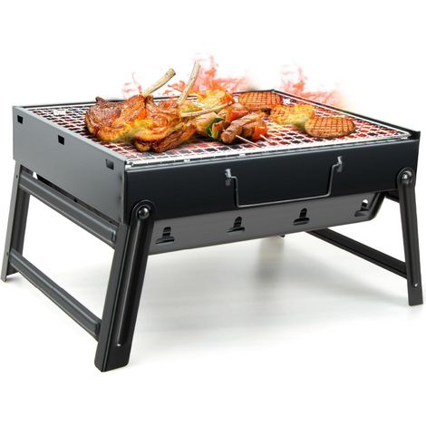 1 Barbecue Charbon Pliable, Acier Inoxydable, Portable, 27x35cm, Jardin Camping (1/5)