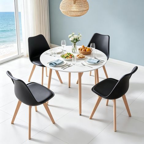 Ensemble table et chaises rondes élégantes, table et chaises rondes, table à manger ronde moderne avec chaises assorties (comprend uniquement 1 table et 4 chaises). (1/5)