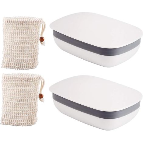 Porte-Savon de Voyage, Plastique Porte Savon, Boîtes de Savon avec Couvercle Voyage Savon Porte Boîte Porte Savon pour Les Voyages avec Bonne étanchéité Portable et Anti-fuites (2) (1/5)