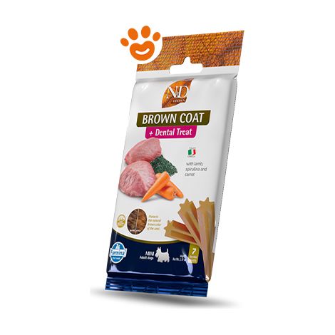 Farmina Dog Snack Dental Treat N&D Brown Coat Agnello Mini - Confezione 60 Gr - Snack
