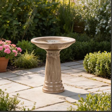 Bain d'oiseau en céramique émaillée 31,5 cm beige antique