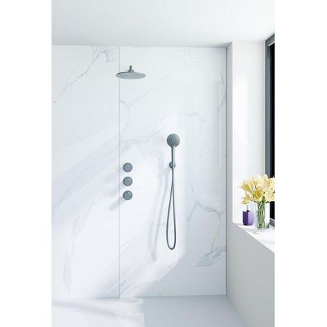 Fortifura Nebbio Ensemble de douche pluie - robinet encastré - élément encastré - coude mural de raccordement - flexible de douche lisse - douchette (1/5)
