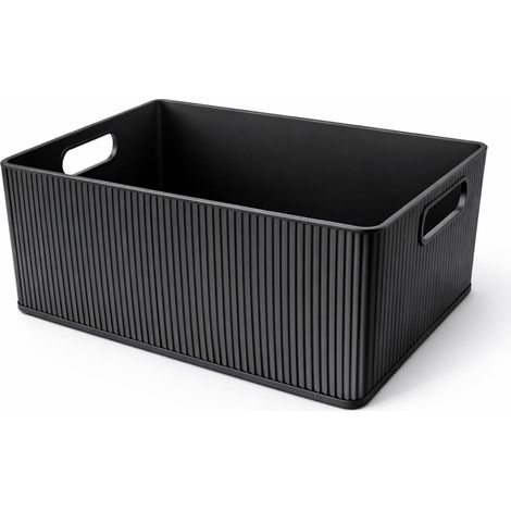 Schwarze Organizerbox mit Fächern für Kleinteile, Kabel, Bürobedarf