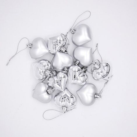 Guirlande De Décoration En Forme De Cœur - 12 Pièces - PVC - Pour Arbre De Noël Mariage Saint-Valentin Fête Anniversaire - 4,5 cm (1/2)