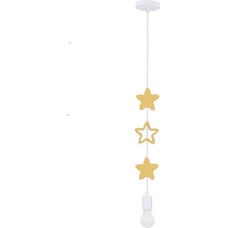 Suspension enfant blanc/jaune étoiles E27 20W Stars Candellux (1/2)