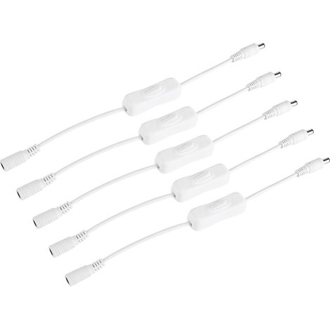 5 pièces LED bande lumière fil interrupteur avec femelle et mle DC 12V connecteur d'alimentation prise blanc (1/3)