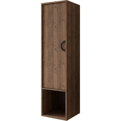 Armario colgante para baño Sodalis, Nogal, Montada en la pared, Número de puertas: 0, 133x35x34cm, Aglomerado laminado, Número de cajones: 0