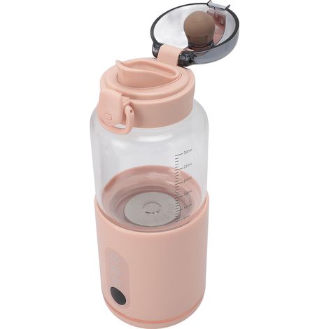 Chauffe-lait portable de voyage 300 ml, chauffe-lait électrique à température réglable, rechargeable par USB, sans fil, couleur rose. (1/5)