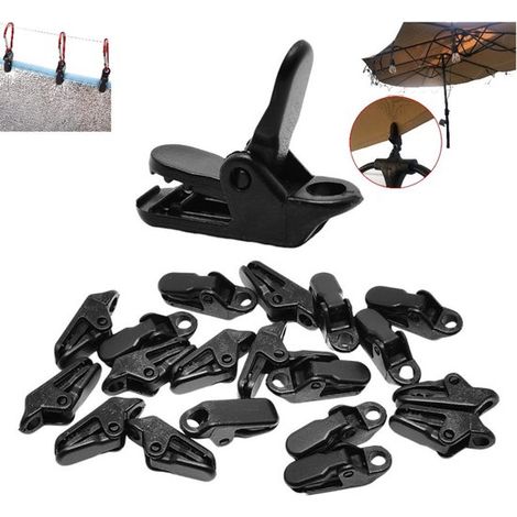 20 pezzi di clip antivento in plastica a coccodrillo per teloni, clip di bloccaggio robuste, nere, 3,5 x 0,8 cm, clip per tende e gazebo per teloni (1/5)