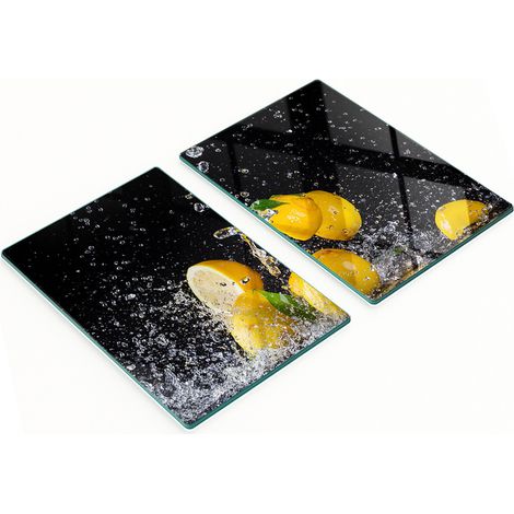 Taglieri da cucina in vetro con grafica di limoni e acqua, 2x40x52 cm (1/5)