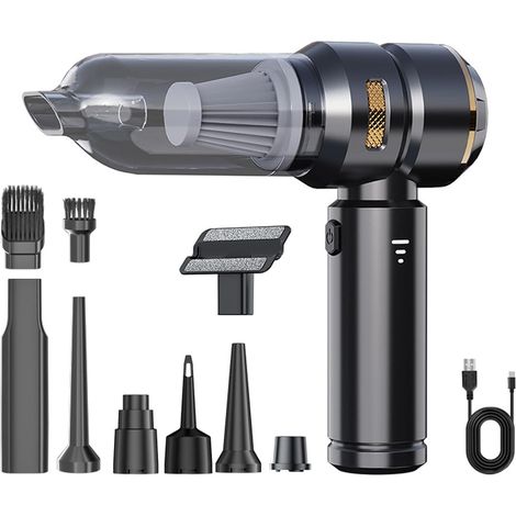 Aspirapolvere ad aria compressa 3 in 1 con 3 velocità, ricaricabile tramite USB-C, soffiatore d'aria di lunga durata