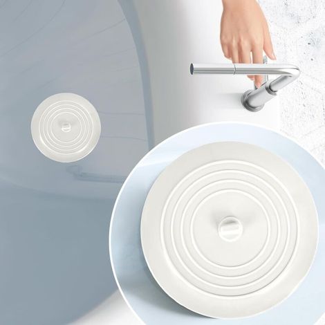 Grand bouchon de vidange en silicone blanc — Adapté aux douches, baignoires et éviers — 1 pièce (1/5)