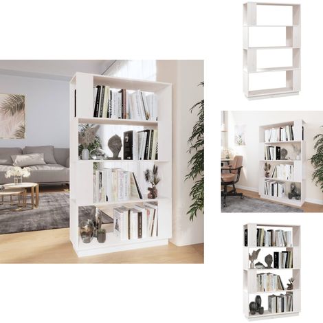 Bibliothèque/Séparateur de pièce Blanc 80x25x132 cm Pin massif - Bibliothèque Blanche - Bibliothèque Design - Étagère Bois - Meuble Rangement - Séparateur Pièce (1/5)