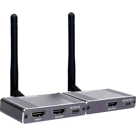 SpeaKa Professional SP-WLME-400 Set de transmission sans fil HDMI 180 m 5 GHz 1920 x 1080 Pixel sortie HDMI bouclée (1/4)
