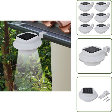 Energía solar - Foco solar blanco para vallas de jardín, 6 unidades - Iluminación solar