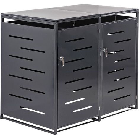 Cache poubelle extérieur - pour 2 poubelles - anthracite