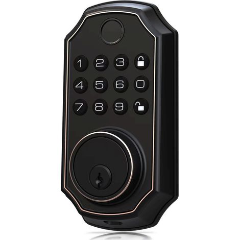 Serratura con tastiera, impronta digitale e password temporanea, serratura intelligente automatica per la porta d'ingresso, controllo tramite app, avviso di batteria scarica, facile installazione, ner