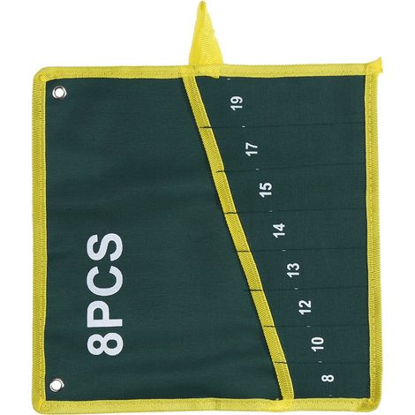 1 Rouleau de Rangement en Toile Durable, Vert, 8 Pochettes pour Clés à Molette (1/3)