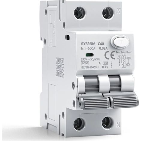 30mA 40A 1P+N Type A Residual Current Circuit Breaker RCBO 6kA MCB Residual Current Circuit Breakers AC230V Overload and Short Circuit Protection GYR9NM (1/5)