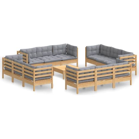Maison Exclusive - Juego de muebles de jardín 13 pzas y cojines m (1/5)