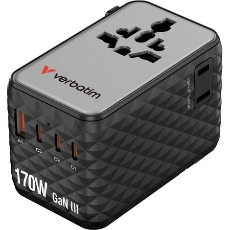 VERBATIM CHARGE N TRAVEL 170W UNIVERSAL TRAVEL ADAPTER BLACK