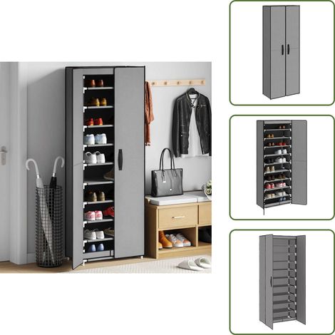 Schuhschrank Grau 60x30x166 cm Stoff - Schuhschrank - Garderobe - Schuhregal - Aufbewahrungssystem - Einbauschrank (1/5)