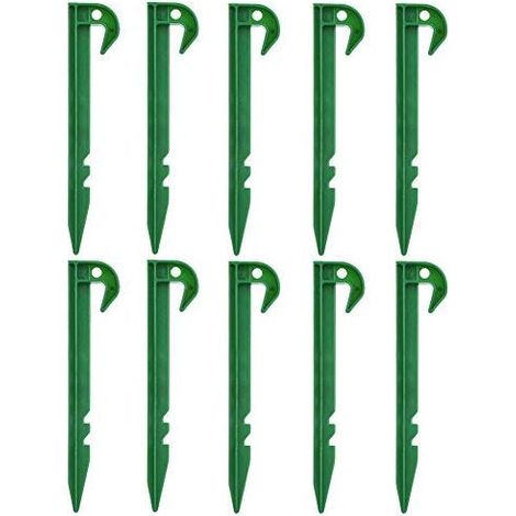 Lot de 10 piquets en plastique pour fixation du filet de l'ombre de la pelouse du jardin à terre. (1/5)