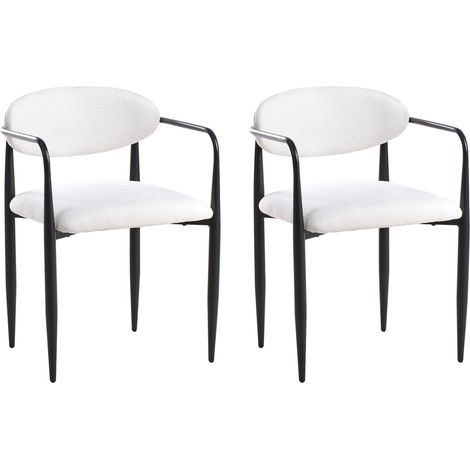Set of 2 Dining Chairs TANEVIK Fabric Off-White
