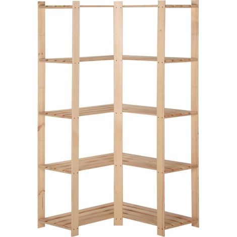 Étagère d'angle de rangement 5 niveaux 82,5x82,5x170 cm Pin