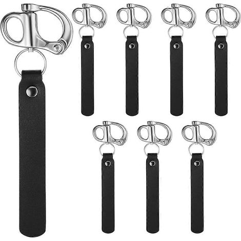 Set mit 8 Schnellverschlusskarabinern mit Griffen aus PU-Leder, gefertigt aus Edelstahl 316, für Atemschutzmasken. Drehbarer Schnellverschlusskarabiner. (1/5)