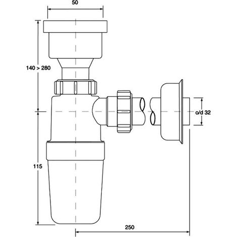 Syphon mcalpine hc2p joint lèvre dimensions 50x32 mm (1/2)