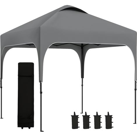 Pergola de jardin escamotable pliante 2,5 x 2,5 m tissu Oxford anti-UV50+ à hauteur réglable, armature en acier avec housse de transport