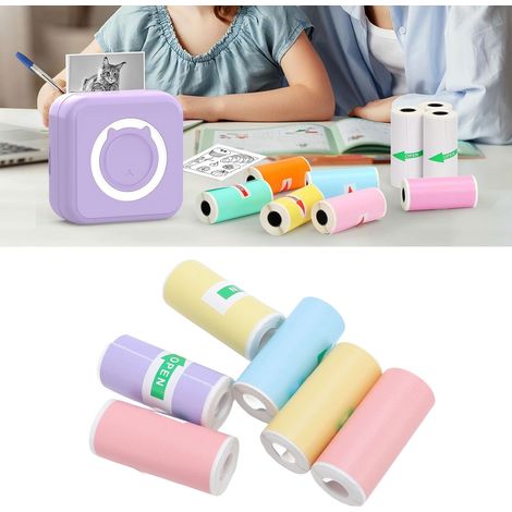 Papier autocollant coloré 57 x 25 mm pour impression thermique sans encre, compatible avec les mini-imprimantes de reçus Bluetooth. Papier autocollant lisse idéal pour photos, projets de bricolage, no (1/5)