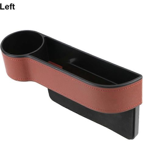 Organisateur de voiture avec poche pour fente entre les sièges, double chargeur USB, porte-téléphone, porte-bouteille, porte-gobelet, boîte de rangement en cuir, accessoires de voiture (marron gauche)
