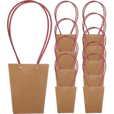Lot de 10 sacs à fleurs portables en papier imperméable, pratiques et élégants, style kraft. (1/5)
