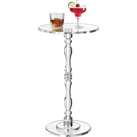 Table d'appoint Ronde en Acrylique, Petite Table d appoint, Colonne Romaine Classique (Transparente, 30 x 30 x 58 cm) (1/5)