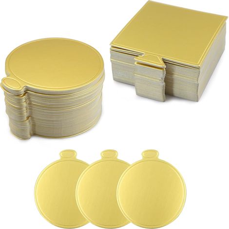 100 Pieces Cake Stands Cardboard Foam Cake Stands for Cake Decorating Gold Round Square Cake Decorating Tools Kit 100 Sheets (1/5)