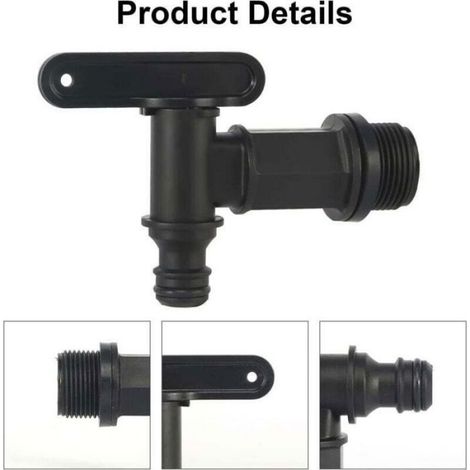 Robinetterie pour récupérateur d'eau de pluie - - Lot de 2 - Sortie IBC 3/4" - Joint téflon inclus (1/4)