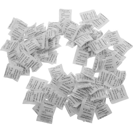 Sachets Déshydratants en Gel de Silice 2 G, Lot de 100 Pièces, Absorbeur D’humidité pour Conservation des Aliments, Stockage Vêtements et Placards, Sachets Désoxydants Efficaces (1/5)