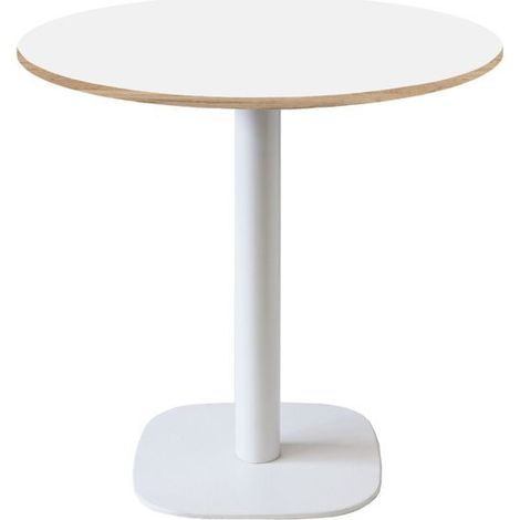 Table ronde Ø 70 cm - modèle Round pied blanc blanc chants bois (1/4)