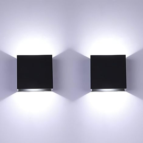 2 Pz 6W muro della parete del LED luce Giù indoor lampada moderna da parete in alluminio lampade nero per soggiorno camera da letto bagno cucina sala da pranzo - luce bianco freddo (1/5)