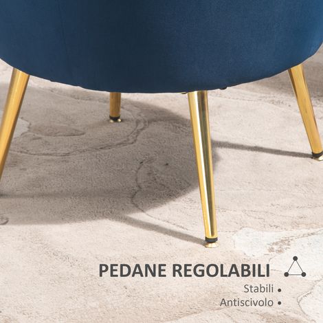 Fauteuil design vintage coquille, dossier haut élégant, bleu 76x67x74cm, parfait pour salon et chambre. (1/5)