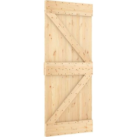 Porte coulissante NARVIK, naturelle et noire, 70 x 210 cm (213,5 cm)