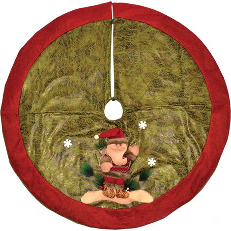 120cm Santa Christmas Tree Skirt Base Cover with 3D Santa Xmas Tree Decorations
