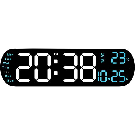 Grande orologio digitale da parete, sveglia a LED con ampio schermo e luce pulsante/funzioni data/giorno/temperatura/timer per casa, camera da letto, cucina, palestra e ufficio (1/5)