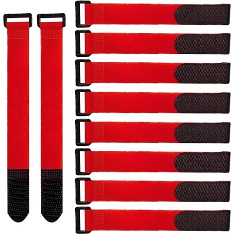 20 Pièces 30 X 2 cm Nylon Serre-Câbles, Sangles de Câbles Réutilisables, Attaches de Câble Réglables à Crochet et Boucle (Rouge) (1/5)