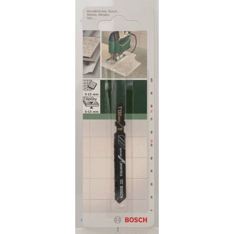 Bosch 2609256739 T 130 RF - Lama per seghetto alternativo per piastrellare pareti, in ceramica morbida, HM, rivestimento carburo, grana 30 (1/4)